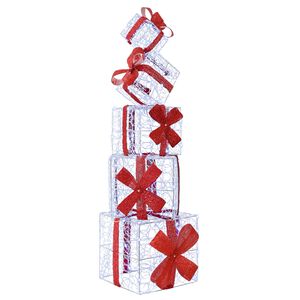 vidaXL Scatola regalo decorativa natalizia 5 pz 125 LED Bianco freddo