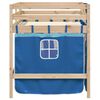 vidaXL Letto a Soppalco Bambini con Tende Blu 90x190 cm Massello Pino