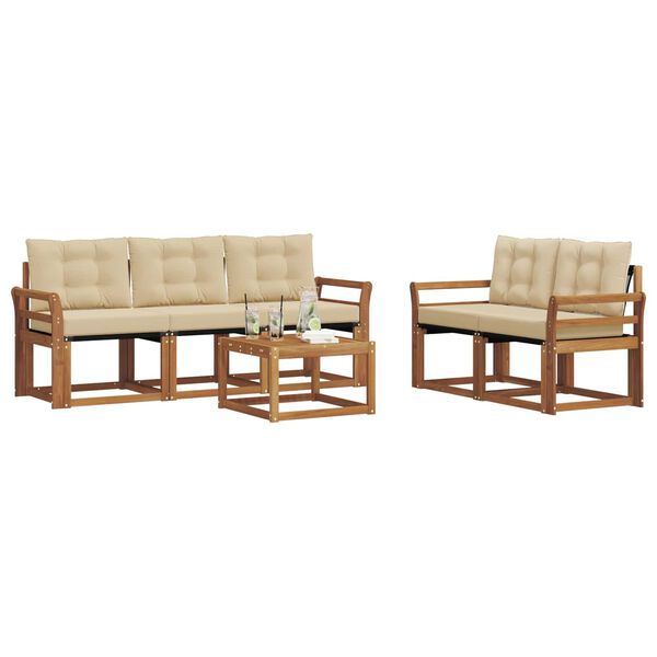vidaXL Set di divani da esterno con cuscino 6 pcs Naturale e Beige