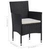 vidaXL Set da Bistrot per Giardino 3 pz in Polyrattan e Acacia Nero