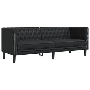vidaXL Divano Chesterfield a 3 Posti Nero in Similpelle