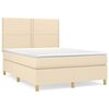 vidaXL Giroletto a Molle con Materasso Crema 140x200 cm in Tessuto