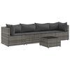 vidaXL Set Divani da Giardino 5 pz con Cuscini in Polyrattan Grigio