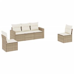 vidaXL Set Divano da Giardino 5 pz con Cuscini Beige in Polyrattan