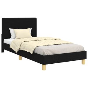 vidaXL Struttura letto bambini con testata Nero 90 x 200 cm Tessuto