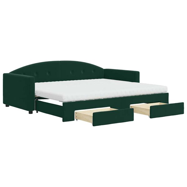 vidaXL Divano Letto Estraibile Cassetti Verde Scuro 90x200cm Velluto