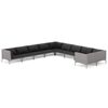 vidaXL Divani da Giardino 10 pz con Cuscini in Polyrattan Grigio Scuro