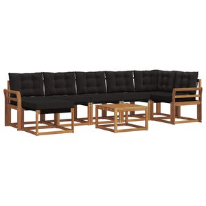 vidaXL Set di divani da esterno 8 pz 7-Posti Naturale e Nero