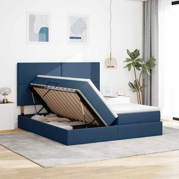 vidaXL Letto con Contenitore Blu 180 x 200 cm Pelle Sintetica