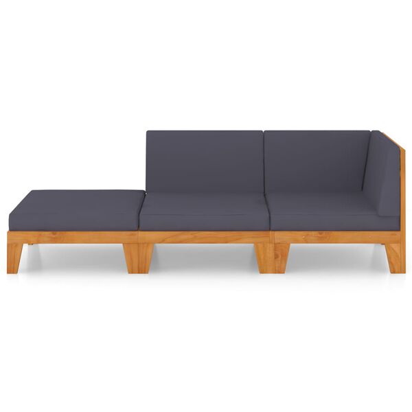 vidaXL Set Divani da Giardino 3 pz con Cuscini in Massello di Acacia