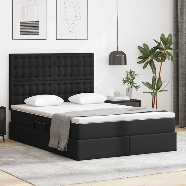 vidaXL Letto con Contenitore Nero 140 x 190 cm Pelle Sintetica