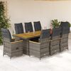 vidaXL Set Bistr&ograve; da Giardino 9 pz con Cuscini in Polyrattan Grigio
