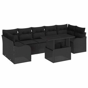 vidaXL Set Divano da Giardino 8 pcs Nero Rattan in Polipropilene