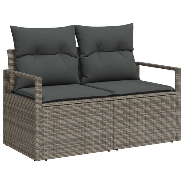 vidaXL Set Divano da Giardino con cuscino 6 pcs Grigio polyrattan
