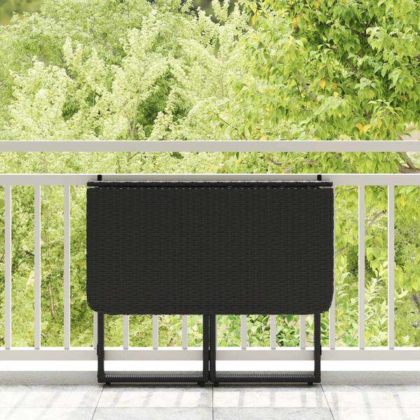 vidaXL Tavolo da Giardino Pieghevole Nero 90x51x75 cm in Polyrattan