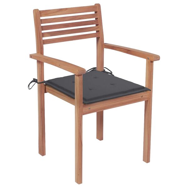 vidaXL Sedie da Giardino Impilabili con Cuscini 6 pz Massello di Teak