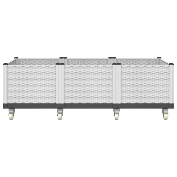 vidaXL Fioriera da Giardino con Ruote Bianca 150x80x54 cm in PP