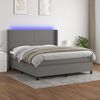 vidaXL Letto a Molle Materasso e LED Grigio Scuro 160x200cm in Tessuto