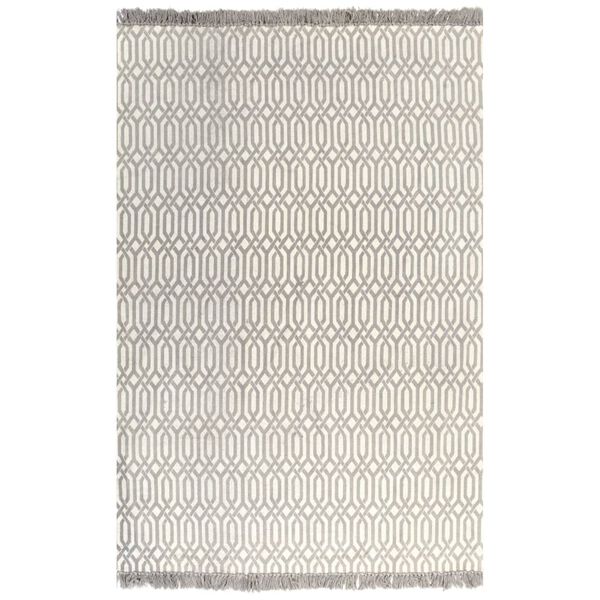 vidaXL Tappeto Kilim in Cotone 160x230 cm con Motivi Grigio Talpa