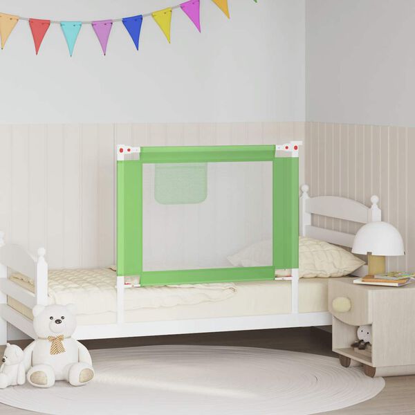 vidaXL Sponda Letto di Sicurezza per Bambini Verde 90x25 cm in Tessuto