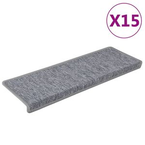 vidaXL Tappetini per scale 15 pz 65x21x4 cm Grigio chiaro Bordo rettangolare