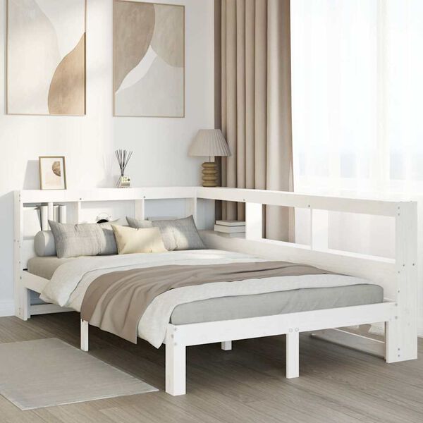 vidaXL Letto Libreria senza Materasso Bianco 120x190 cm Legno di Pino