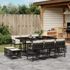 vidaXL Set da Pranzo da Giardino 11 pz con Cuscini in Polyrattan Nero