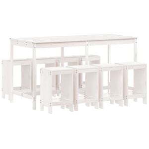 vidaXL Set Bar da Giardino 9 pz Bianco in Legno Massello di Pino