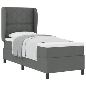 vidaXL Letto a molle con testiera Grigio scuro 80 x 200 cm Tessuto