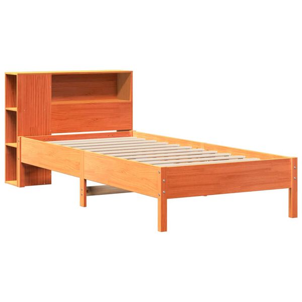 vidaXL Letto Libreria senza Materasso Marrone Cera 75x190 cm in Pino