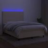 vidaXL Letto a Molle con Materasso e LED Crema 140x200 cm in Tessuto