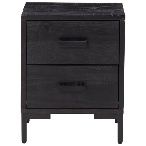 vidaXL Comodino Nero 36x30x45 cm in Legno Massello di Pino