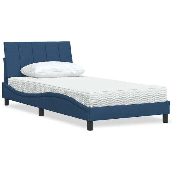 vidaXL Letto con Materasso Hanko Blu 100x200 cm in Tessuto