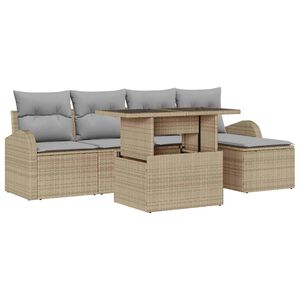 vidaXL Set Divano da Giardino con cuscino 6 pcs Beige Poly Rattan