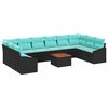 vidaXL Set Divano da Giardino 11 pz Nero polyrattan