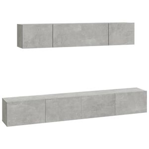vidaXL Set di Mobili Porta TV 4 pz Grigio Cemento in Legno Multistrato