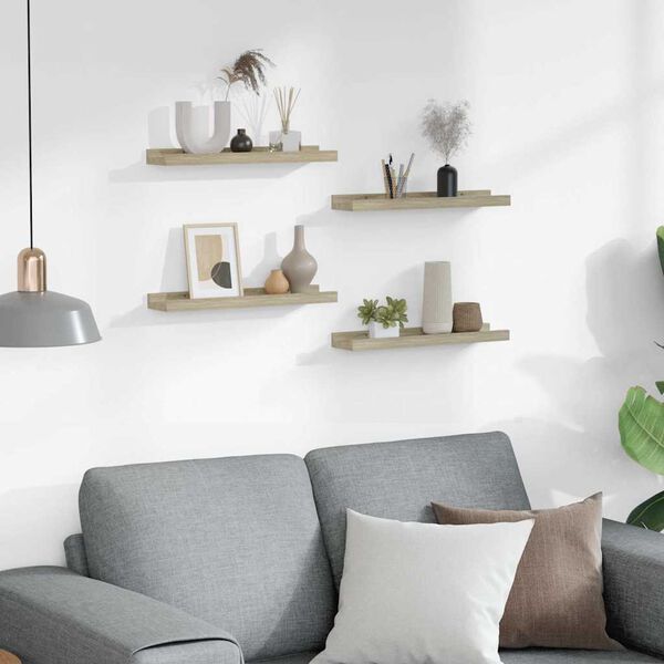 vidaXL Mensole da Parete 4 pz Rovere Sonoma 40x9x3 cm