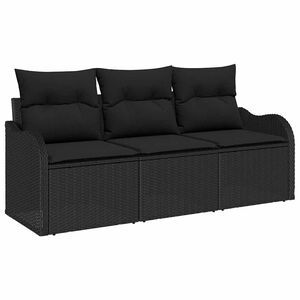 vidaXL Set Divano da Giardino con archiviazione 3 pcs Nero Poly Rattan