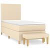 vidaXL Giroletto a Molle con Materasso Crema 90x190 cm in Tessuto
