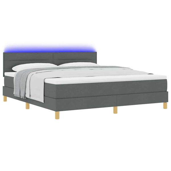 vidaXL Letto a Sorgente LED con led Grigio scuro 180 x 200 cm Tessuto