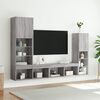 vidaXL Mobili TV a Muro con LED 4pz Grigio Sonoma in Legno Multistrato