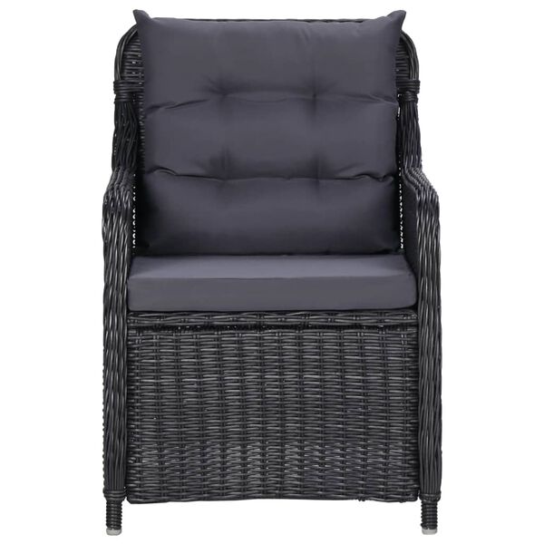 vidaXL Set da Pranzo da Giardino 7 pz in Polyrattan Nero
