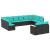 vidaXL Set Divani da Giardino 12 pz con Cuscini Nero in Polyrattan