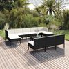 vidaXL Set Divani da Giardino 11 pz con Cuscini in Polyrattan Nero