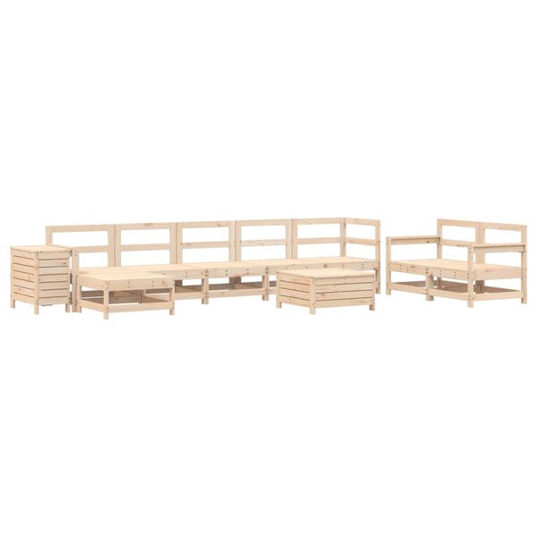 vidaXL Set Divani da Giardino 10 pz in Legno Massello di Pino
