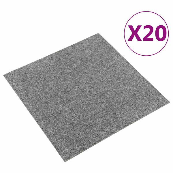 vidaXL Tappeto 20 pcs Grigio 50 x 50 cm 100% Polipropilene