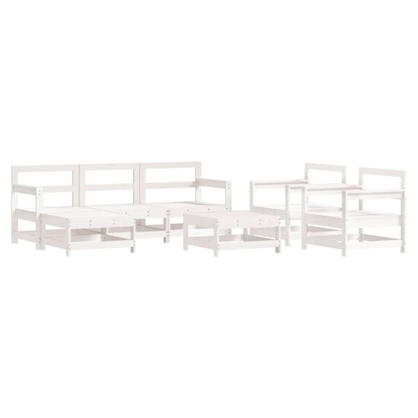 vidaXL Set Salotto da Giardino 7 pz Bianco in Legno Massello di Pino