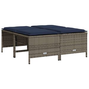 vidaXL Sgabelli da giardino con Cuscini 4 pz in Polyrattan Grigio