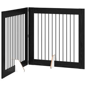 vidaXL Cancello per cani pieghevole con supporti 2 pz Rovere Nero