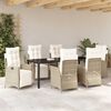 vidaXL Set da Pranzo per Giardino con cuscino 7 pcs Beige polyrattan